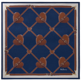 Mulberry Heart Square Scarf Pigment Blue Silk Twill